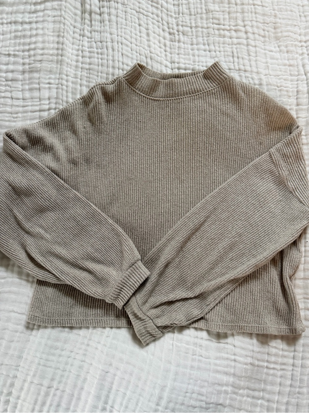 SO Ribbed Mock Neck Sweater - Taupe